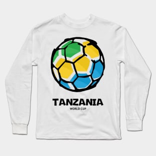 Tanzania Football Country Flag Long Sleeve T-Shirt